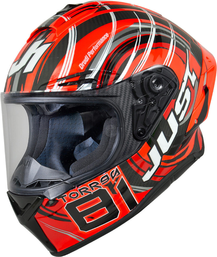 Just1 J-GPR Torres Replica Carbon Casco - Negro Rojo (XS)