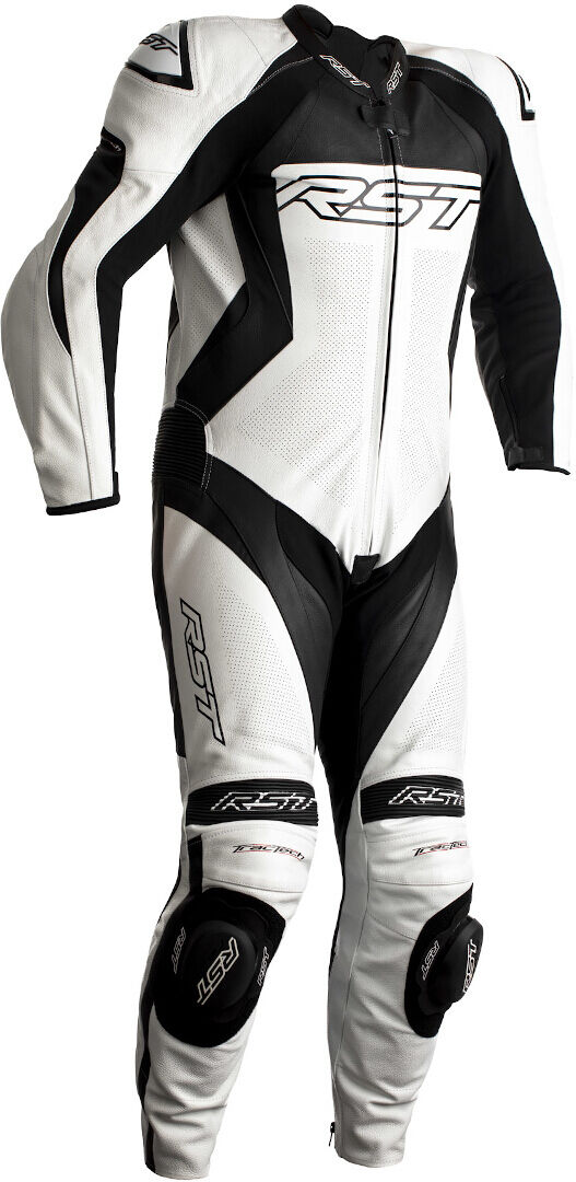 RST Tractech EVO 4 One Piece Motorcycle Leather Suit Traje de cuero para motocicleta de una pieza - Negro Blanco