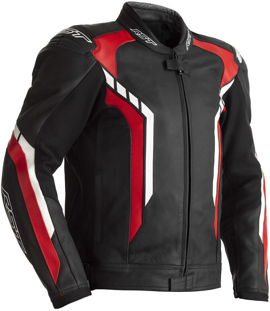 RST Axis Chaqueta de cuero de motocicleta - Negro Rojo (3XL)