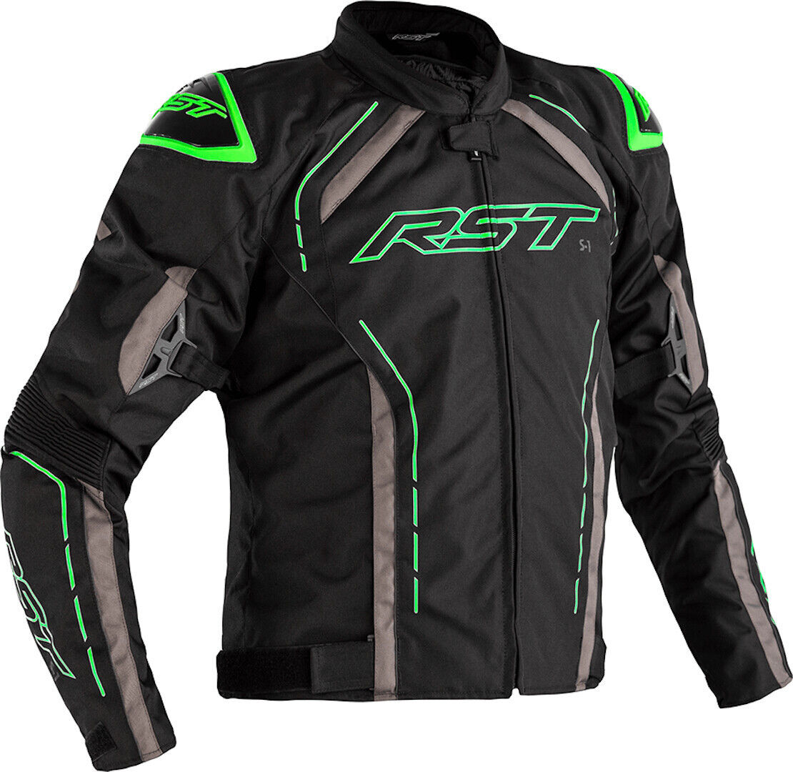RST S-1 Chaqueta textil de motocicleta - Negro Gris Verde (2XL)