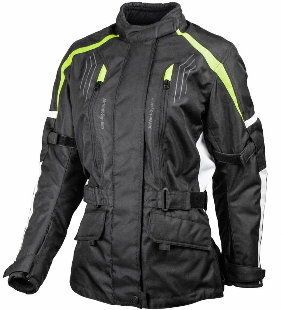 gms Dayton Chaqueta textil de la motocicleta de las señoras - Negro Amarillo (2XL)