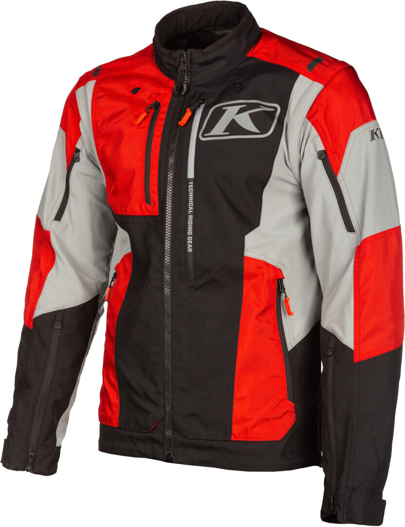 Klim Dakar Chaqueta textil de la motocicleta - Negro Gris Rojo (2XL)