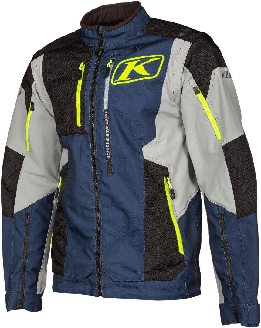 Klim Dakar Chaqueta textil de la motocicleta - Blanco Azul Amarillo (S)