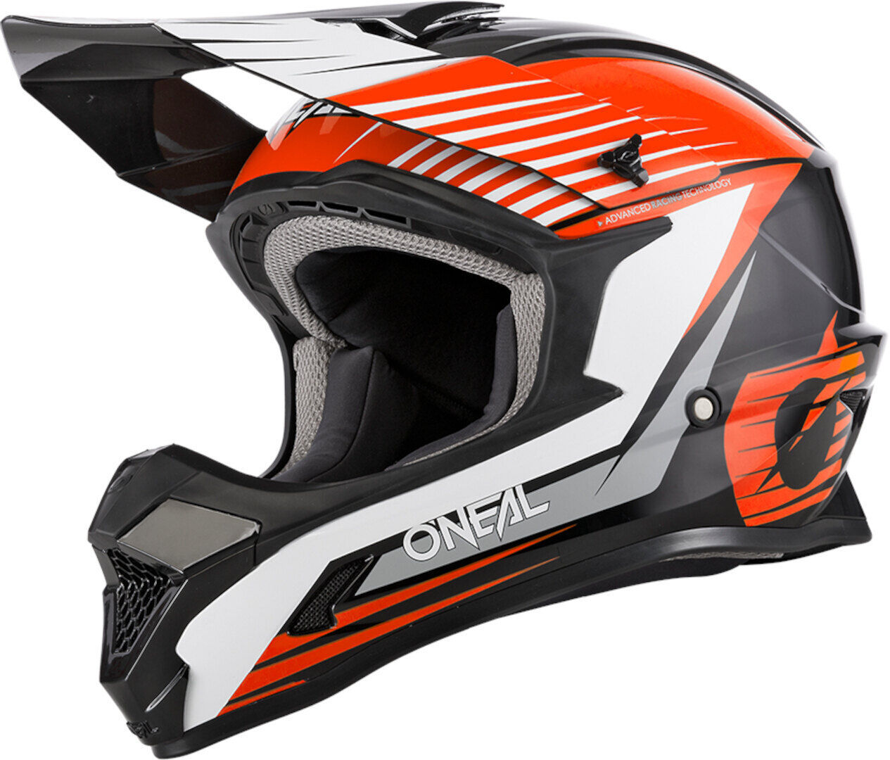 Oneal 1Series Stream V21 Casco Juvenil de Motocross - Negro Blanco Naranja