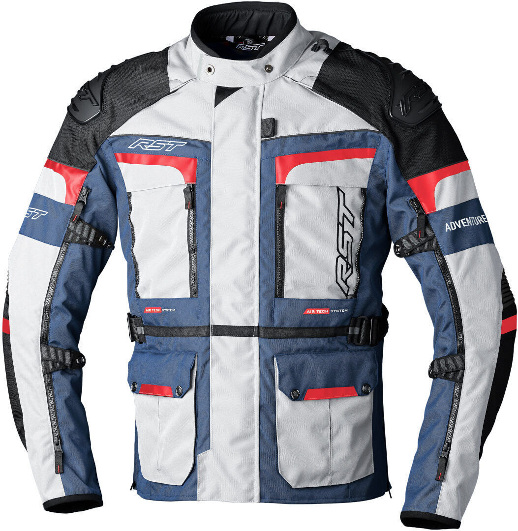 RST Pro Series Adventure-X Chaqueta textil de la motocicleta de las señoras - Blanco Rojo Azul (L)