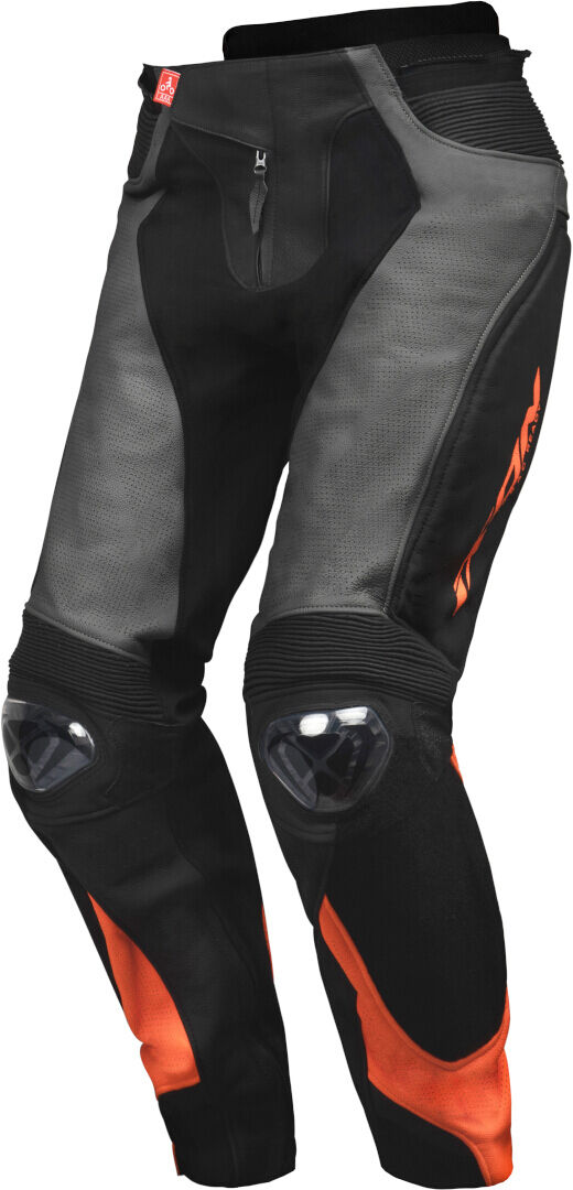 Ixon Vendetta Evo Pantalones de cuero de motocicleta - Negro Naranja (L)