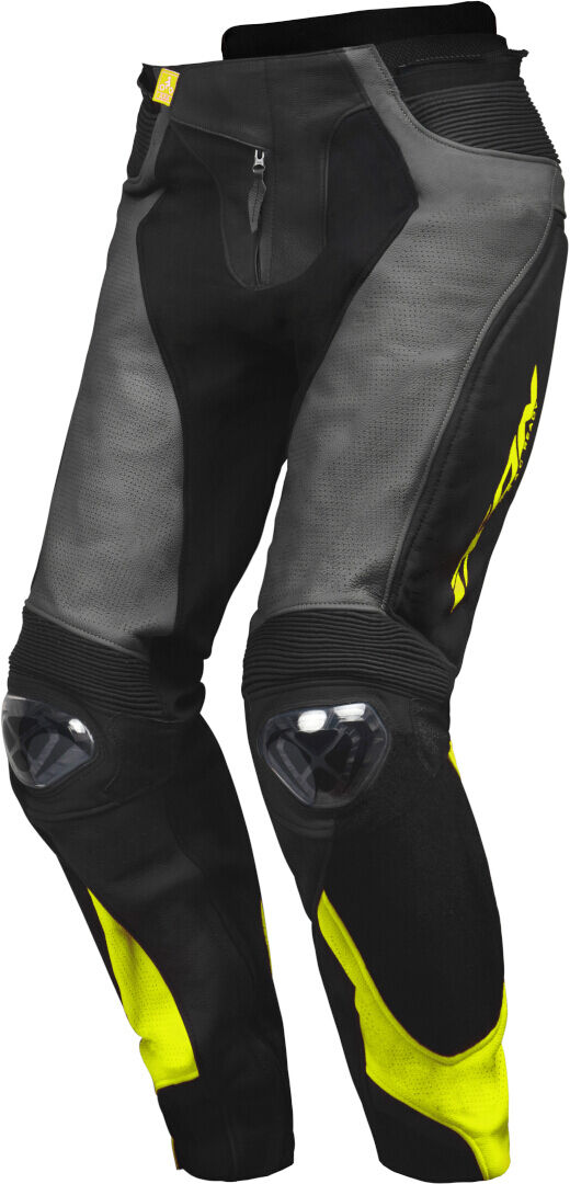 Ixon Vendetta Evo Pantalones de cuero de motocicleta - Negro Amarillo (2XL)