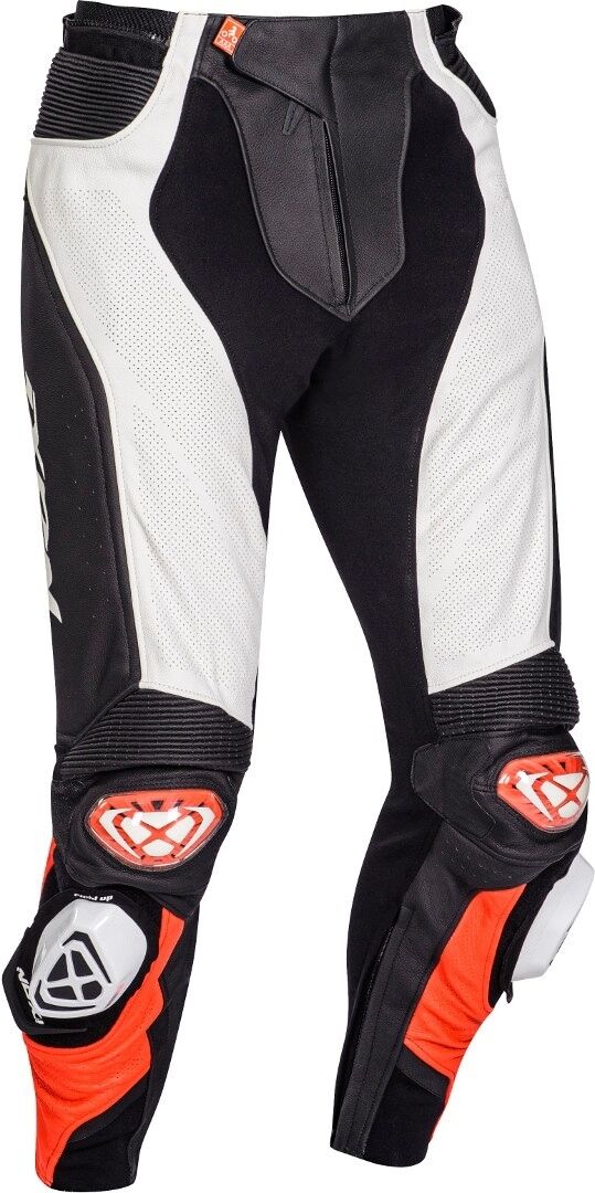 Ixon Vendetta Evo Pantalones de cuero de motocicleta - Negro Blanco Rojo (L)