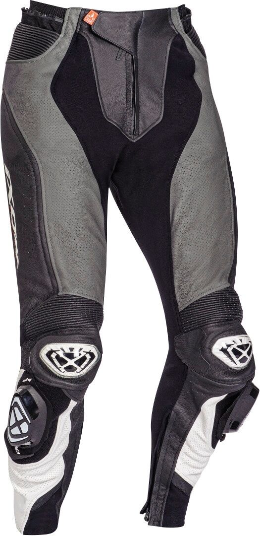 Ixon Vendetta Evo Pantalones de cuero de motocicleta - Negro Gris Blanco (3XL)