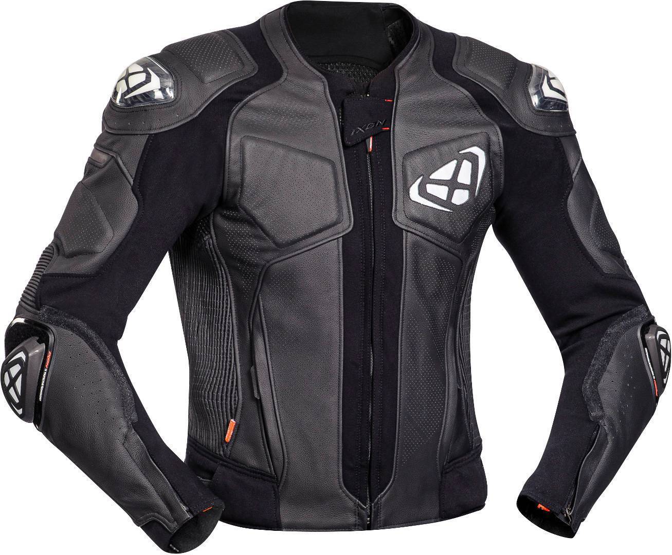 Ixon Vendetta Evo Chaqueta de cuero para motocicleta - Negro Blanco (2XL)