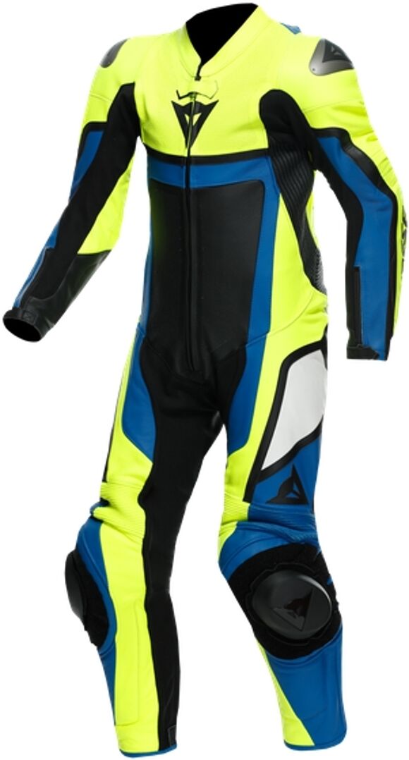 Dainese Gen-Z Traje de cuero para niños perforado de una pieza - Azul Amarillo (S 152)