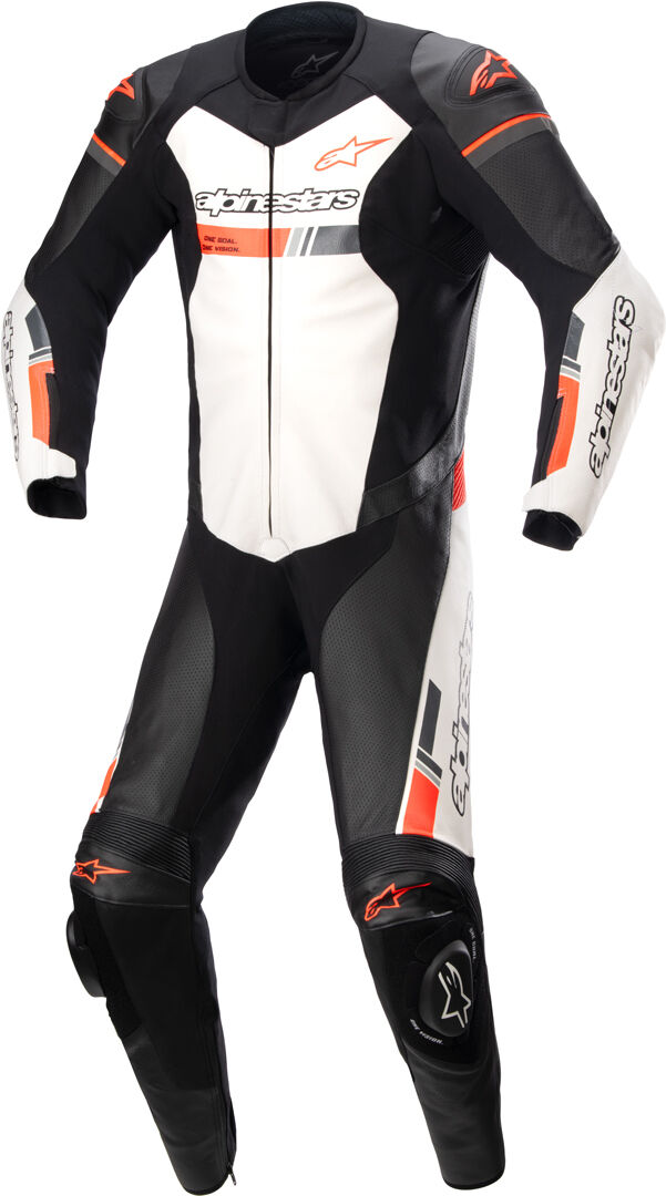 Alpinestars GP Force Chaser Traje de cuero de motocicleta de una pieza - Negro Blanco Rojo (52)