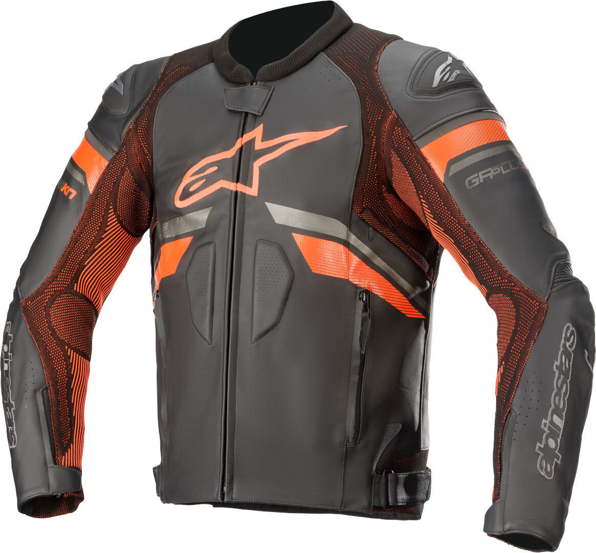 Alpinestars GP Plus R V3 Rideknit Chaqueta de cuero de motocicleta - Negro Naranja (48)