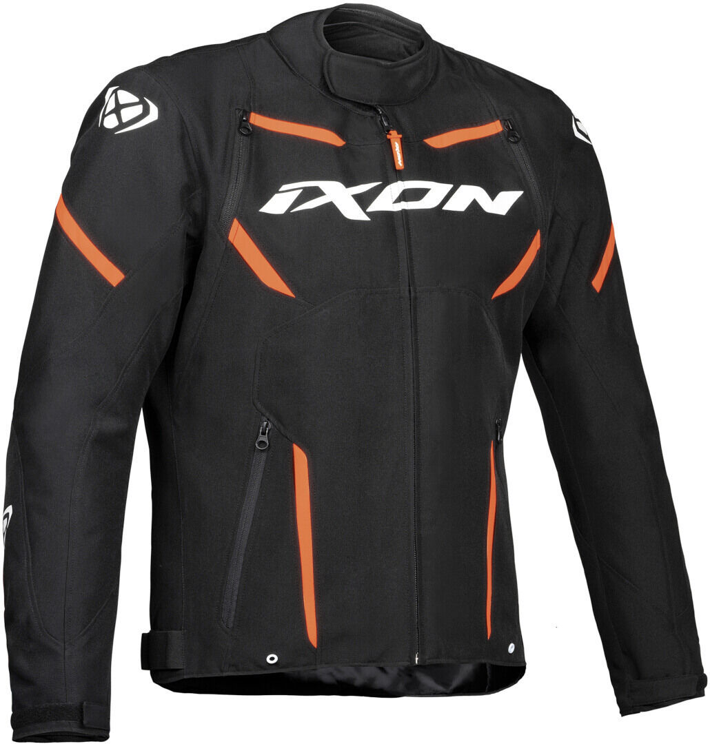 Ixon Striker Chaqueta textil impermeable para motocicleta - Negro Blanco Naranja (XS)