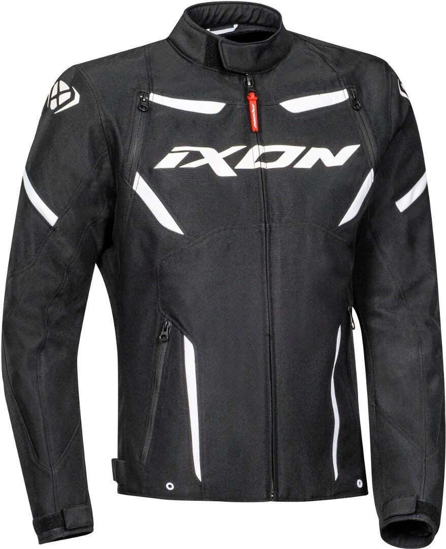 Ixon Striker Chaqueta textil impermeable para motocicleta - Negro Blanco (2XL)