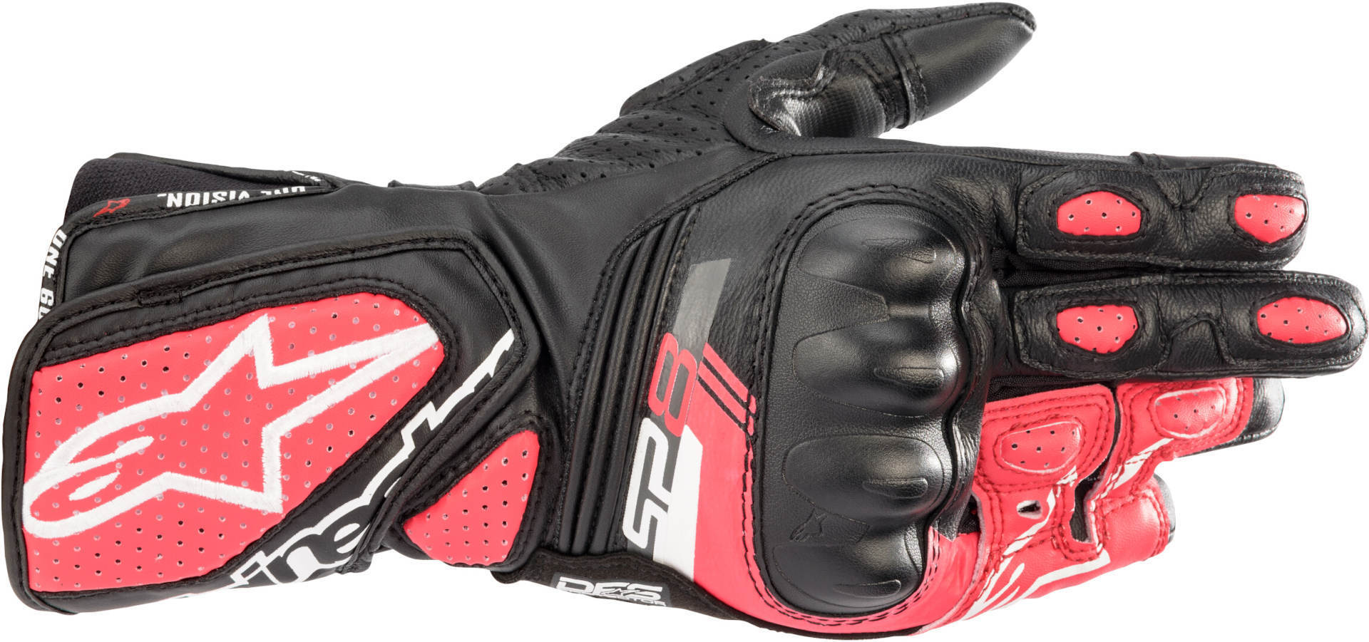 Alpinestars Stella SP-8 V3 Guantes de motocicleta para damas - Negro Rosa (XS)