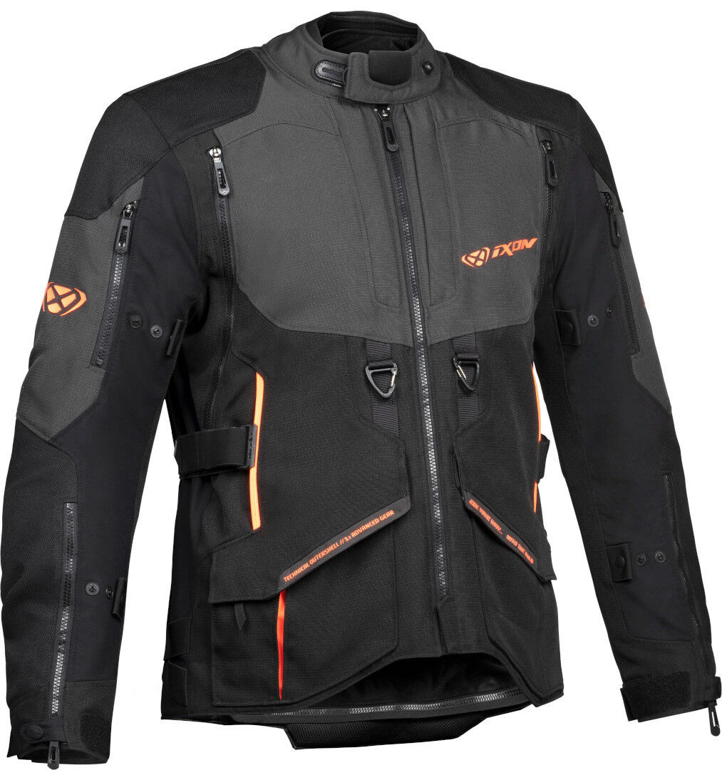 Ixon Ragnar Chaqueta textil de motocicleta - Negro Gris Naranja (L)