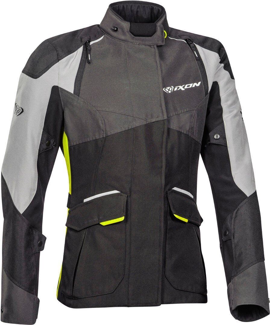 Ixon Balder Chaqueta textil damen motocicleta - Negro Gris Amarillo (M)