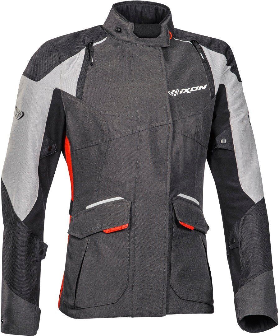 Ixon Balder Chaqueta textil damen motocicleta - Negro Gris Rojo (3XL)