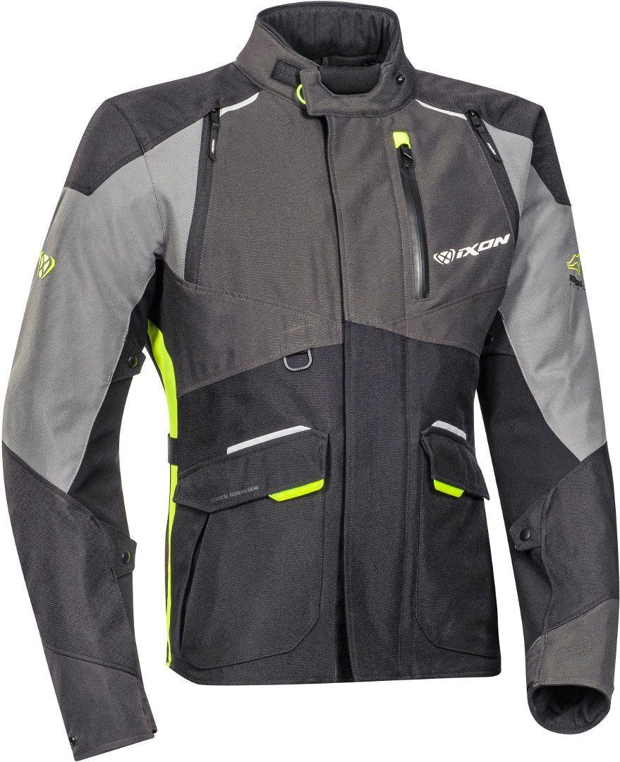 Ixon Balder Chaqueta textil de motocicleta - Negro Gris Amarillo (4XL)