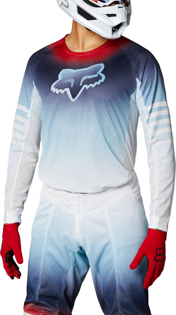 Fox Airline Reepz Motocross Jersey - Blanco Rojo Azul (XL)