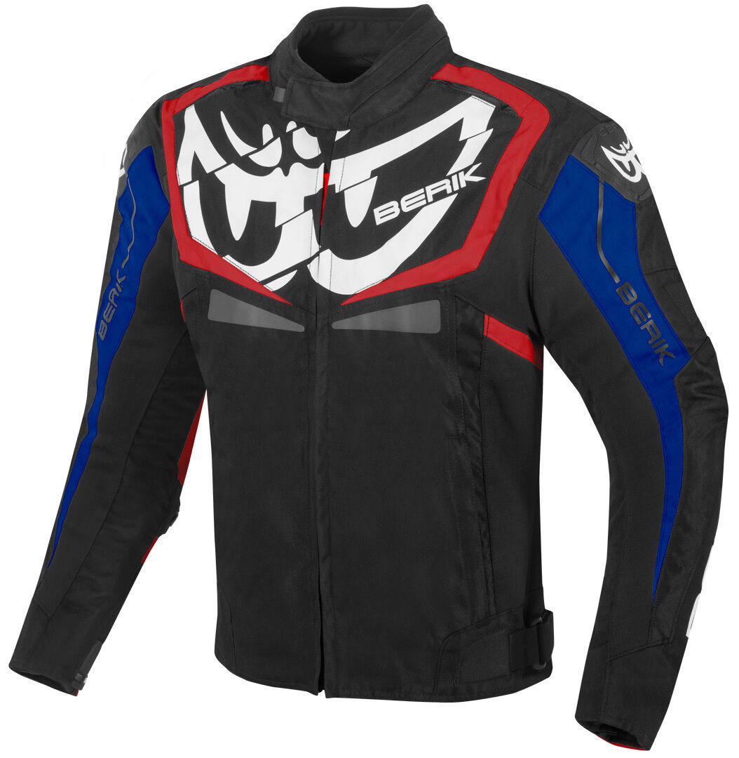 Berik Radic Evo Chaqueta textil impermeable para motocicletas - Negro Rojo Azul (56)