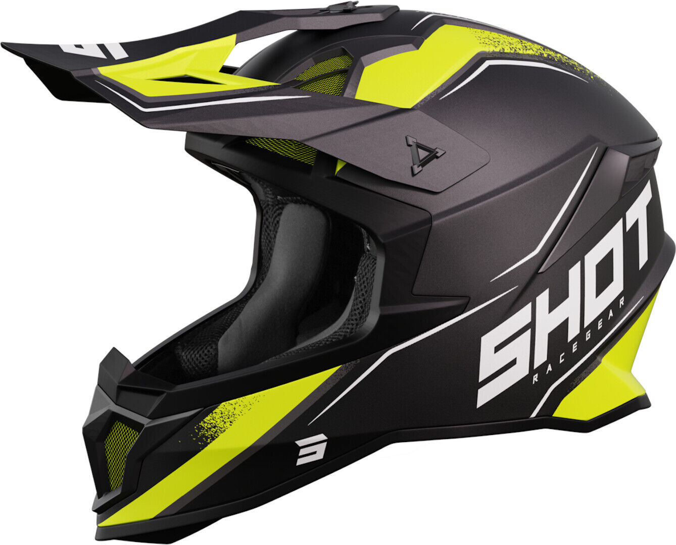 Shot Lite Prism Casco de Motocross - Negro Amarillo (XL)