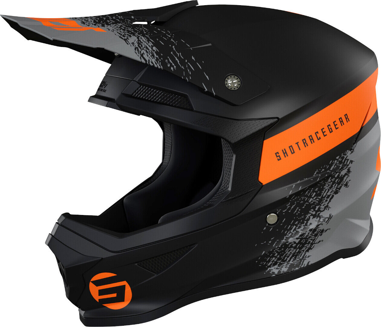 Shot Furious Roll Casco de Motocross - Negro Naranja (XL)