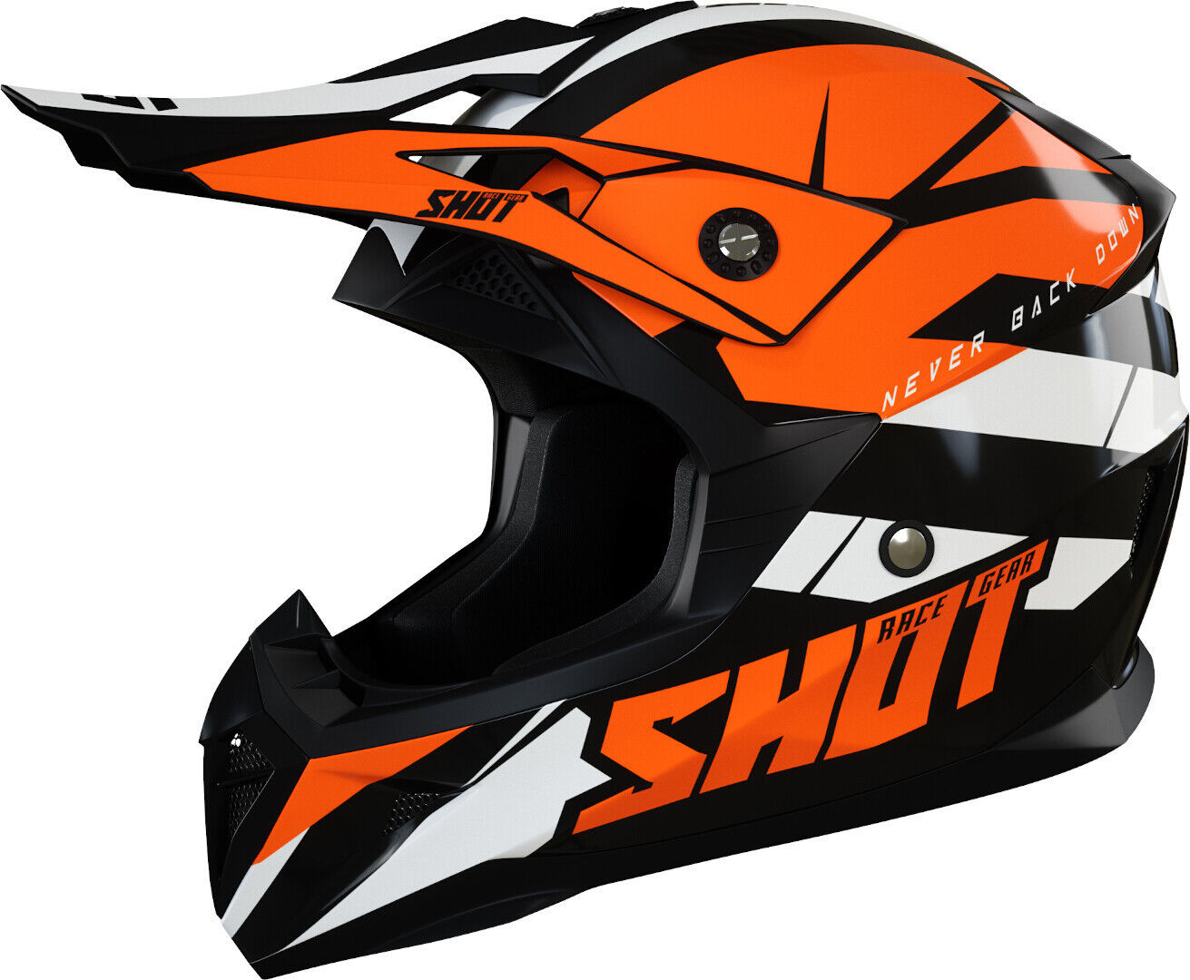 Shot Pulse Revenge Casco de Motocross - Negro Blanco Naranja (XL)