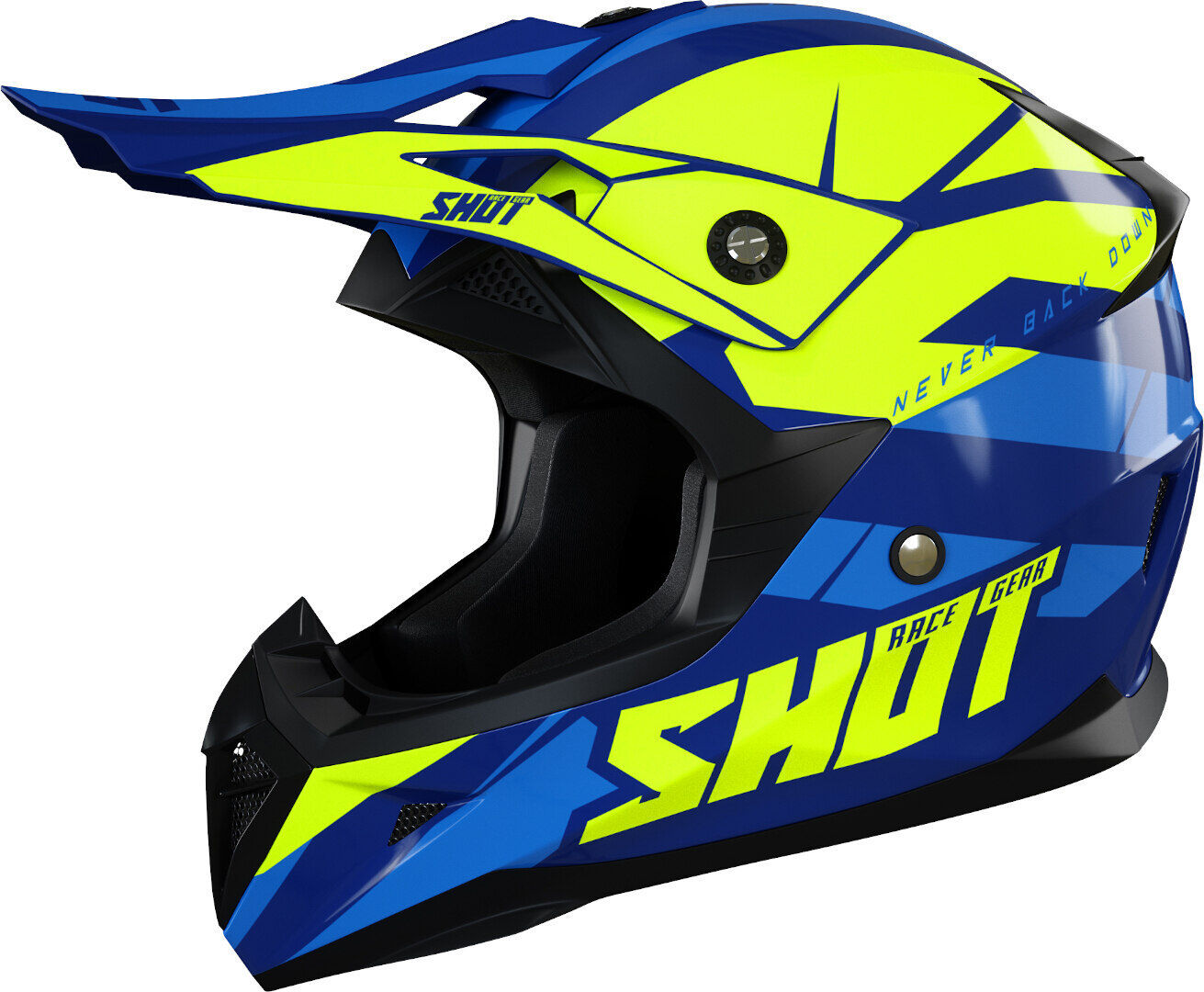 Shot Pulse Revenge Casco de Motocross - Negro Verde Azul (XL)