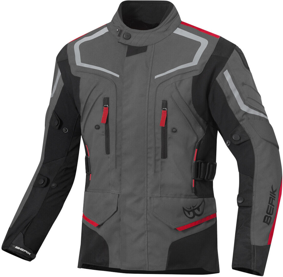 Berik Rallye chaqueta textil impermeable para motocicletas - Negro Gris Rojo (50)