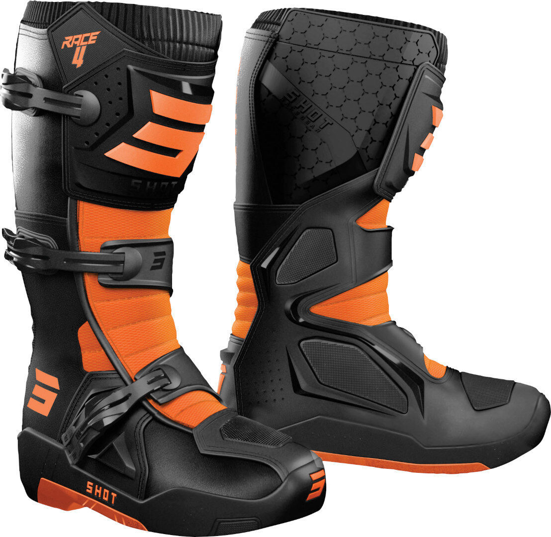 Shot Race 4 Botas de Motocross - Negro Naranja (41)