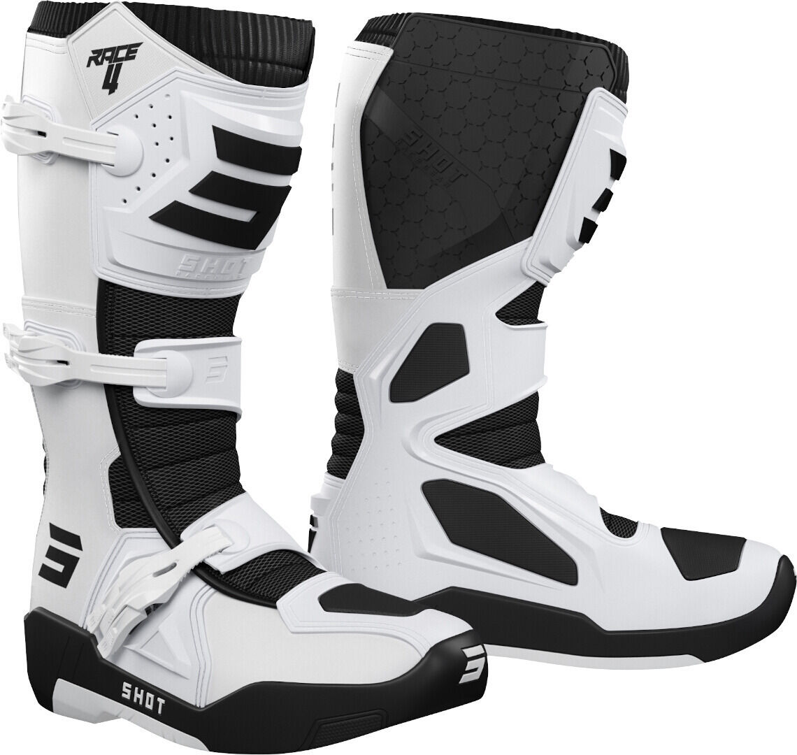 Shot Race 4 Botas de Motocross - Negro Blanco (47)