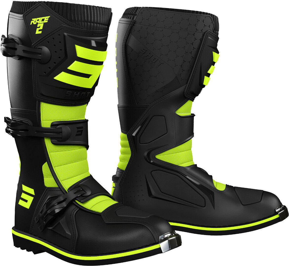 Shot Race 2 Botas de Motocross - Negro Amarillo (40)