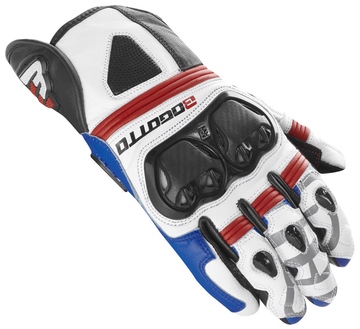 Bogotto Grand Champ Guantes de motocicleta - Blanco Rojo Azul (XS)