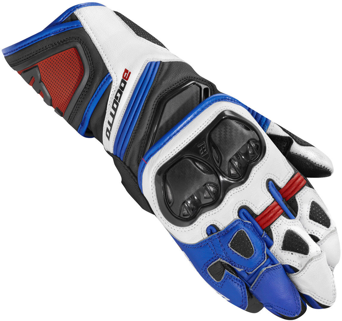 Bogotto Veloce Guantes de motocicleta - Negro Blanco Azul (2XL)