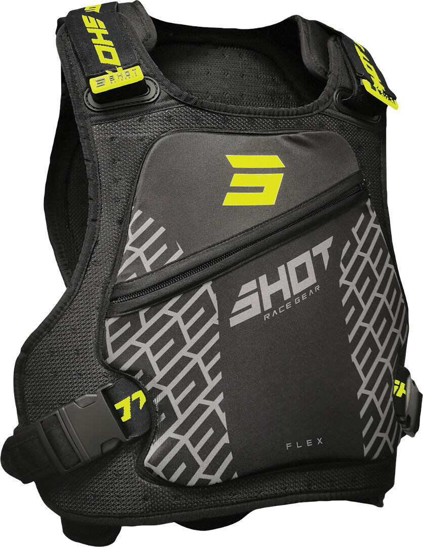 Shot Flex Protector de pecho para niños - Negro Amarillo (S M)