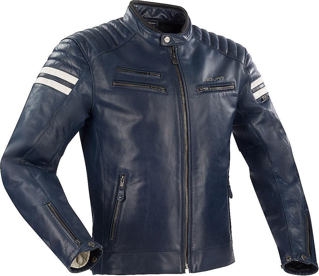 Segura Funky Chaqueta de cuero de motocicleta - Azul (2XL)