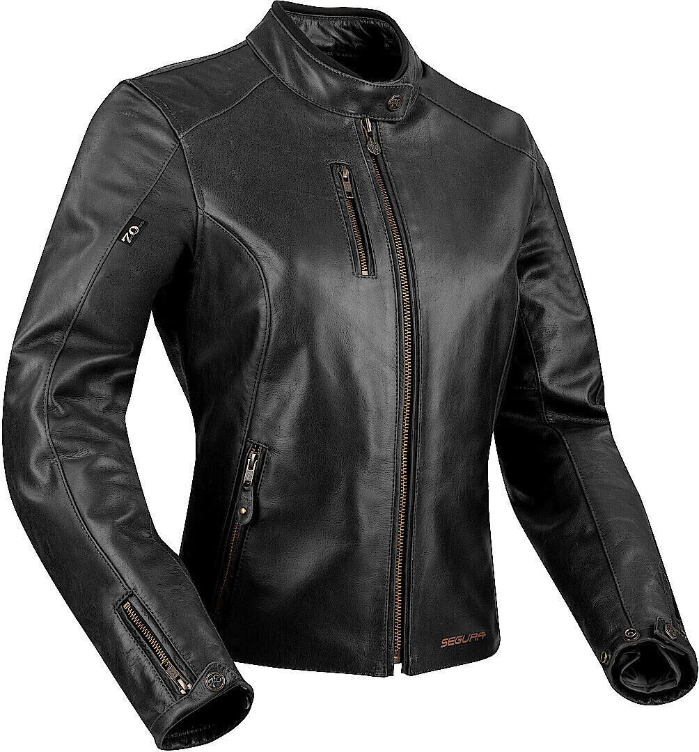 Segura Laxey Chaqueta de cuero de motocicleta para damas - Negro (36)