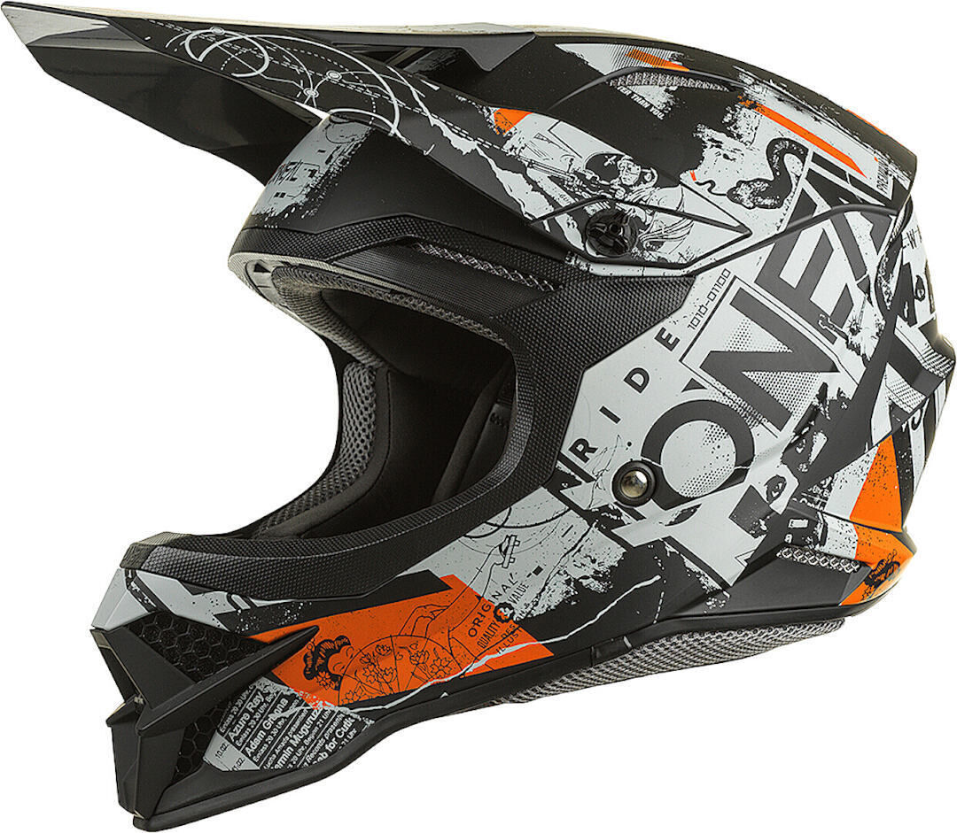 Oneal 3Series Scarz V.22 Casco de Motocross - Gris Naranja (XS)