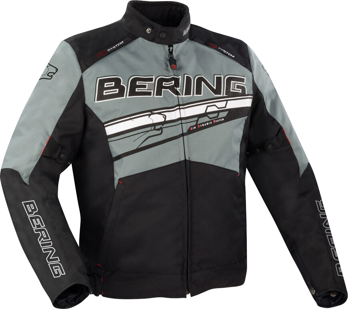 Bering Bario Chaqueta textil de la motocicleta - Negro Gris Blanco (S)