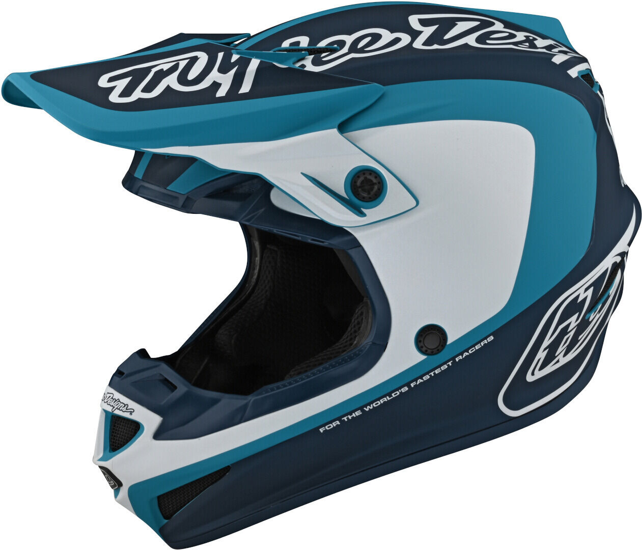 Lee SE4 Corsa Casco de Motocross - Blanco Azul (L)