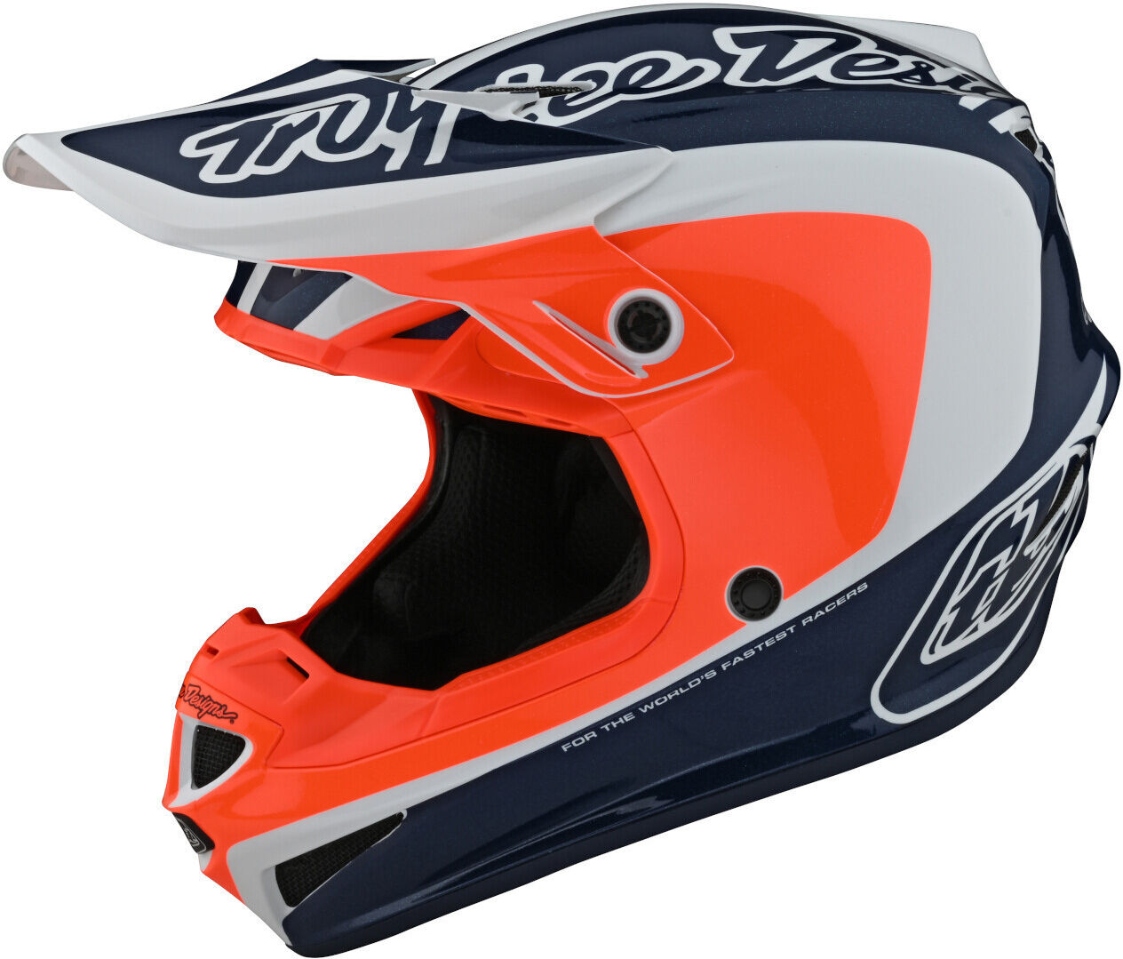 Lee SE4 Corsa Casco de Motocross - Blanco Azul Naranja (XL)