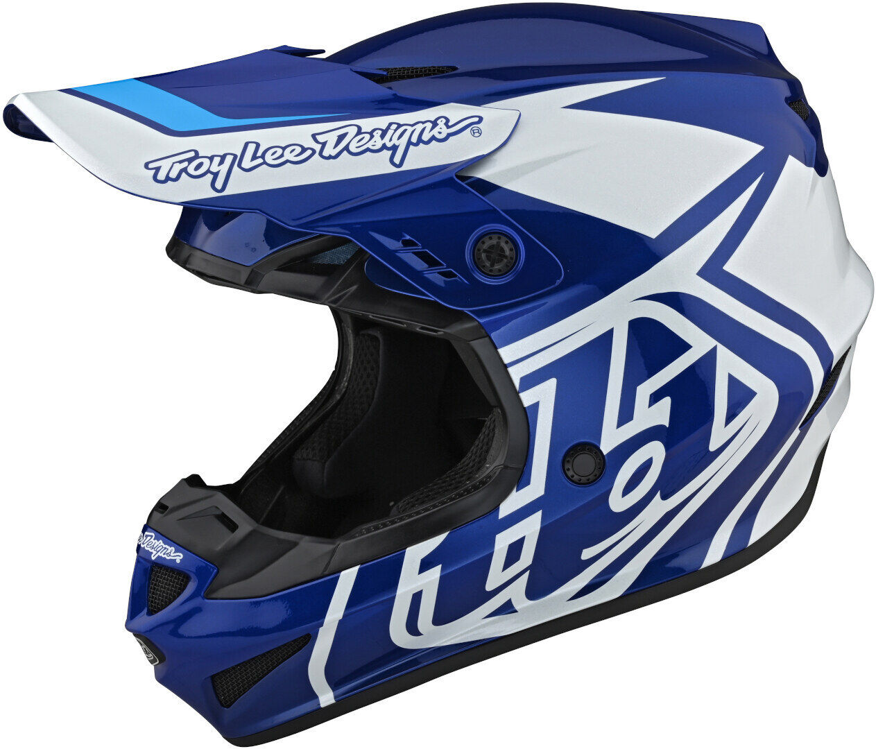 Lee GP Overload Casco de Motocross - Blanco Turquesa Azul (L)