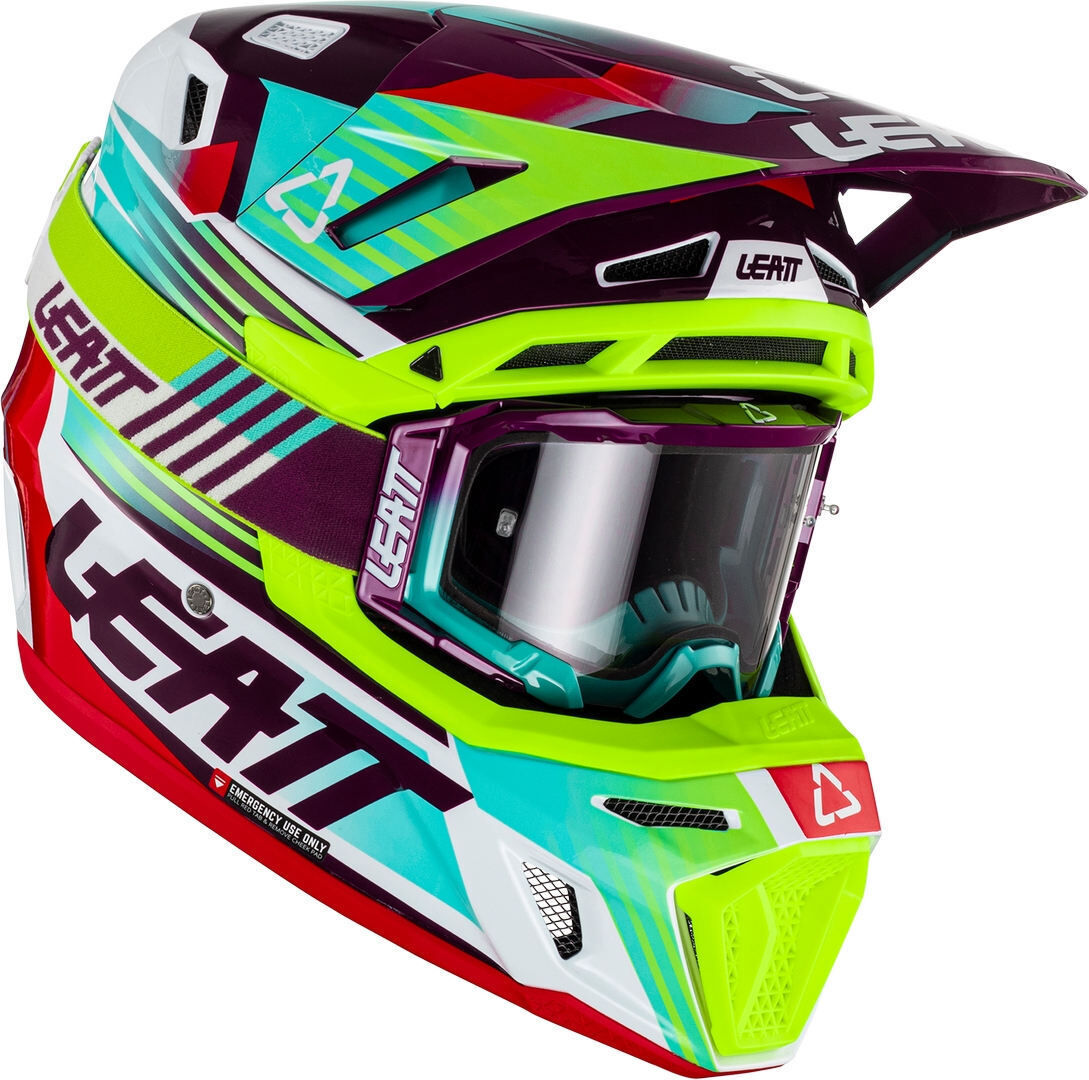 Leatt Moto 8.5 V22 Composite Casco de motocross con gafas - Verde (XL)