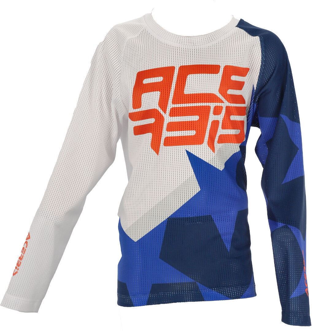 Acerbis MX J-Windy 1 Camiseta de Motocross para niños - Blanco Azul (2XL)