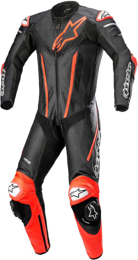 Alpinestars Fusion Traje de cuero para motocicleta de una pieza - Negro Rojo (58)