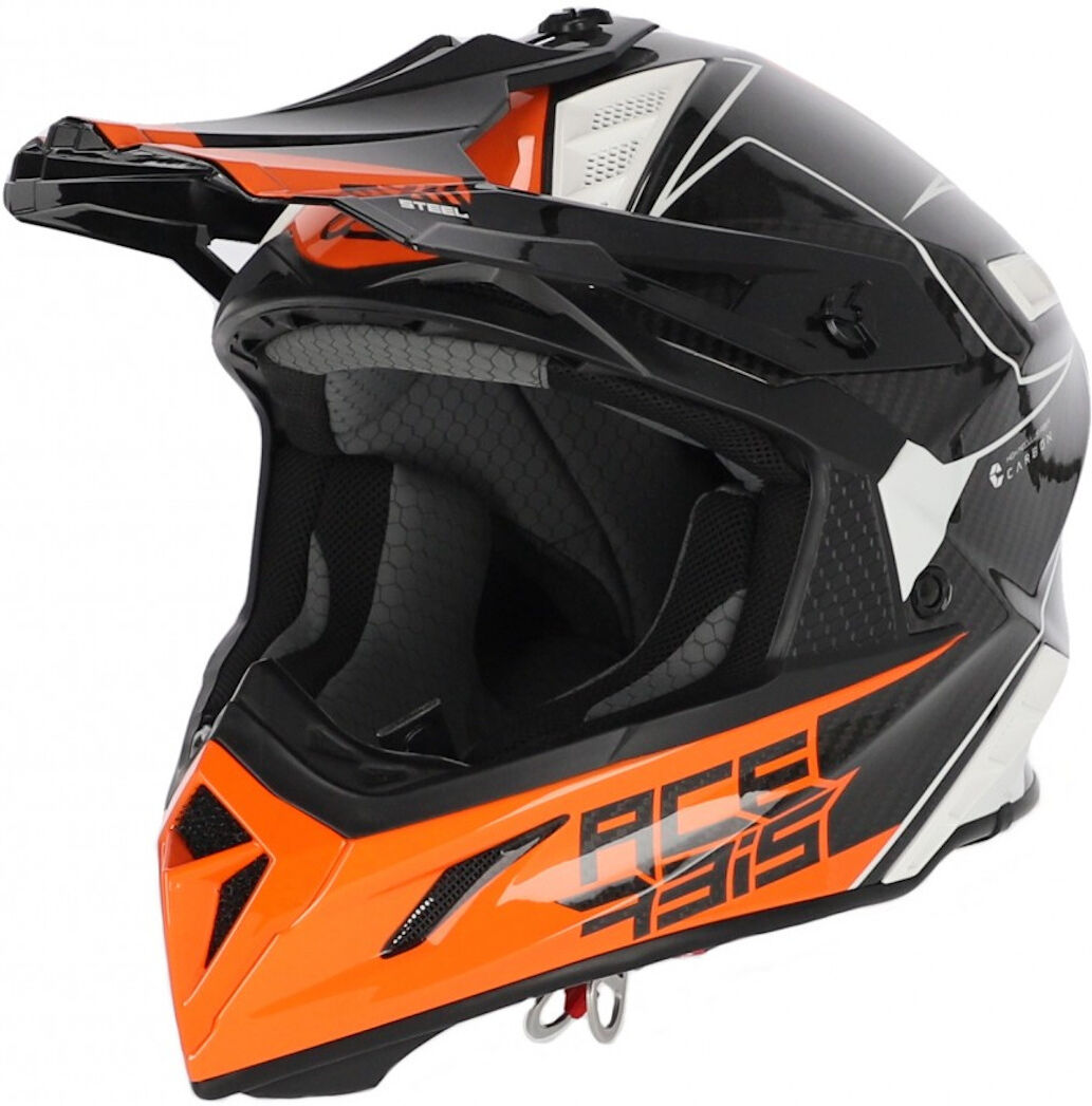 Acerbis Steel Carbon Grafics Casco de motocross - Negro Blanco Naranja