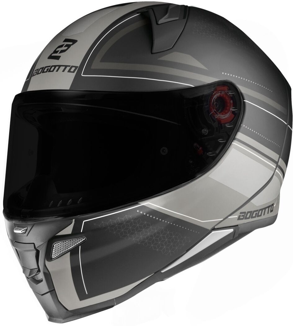 Bogotto FF110 Cinder Casco - Negro Gris Plata (S)