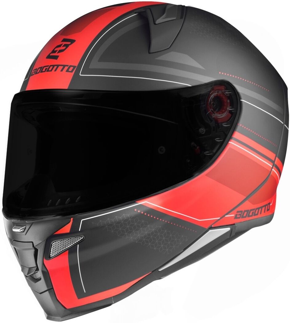 Bogotto FF110 Cinder Casco - Negro Rojo (2XL)